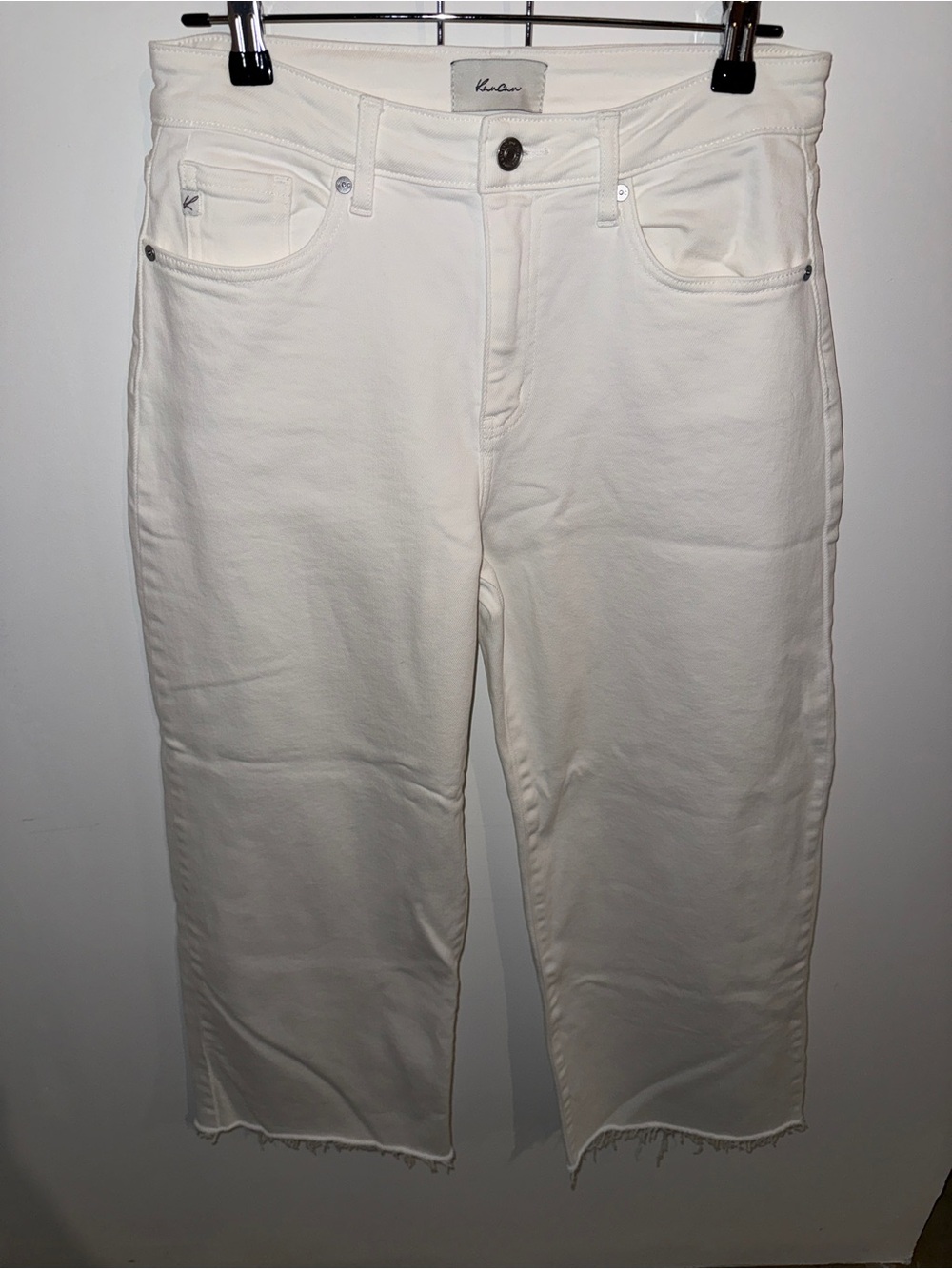 Kancan Women’s White Denim Jeans with Raw Hem